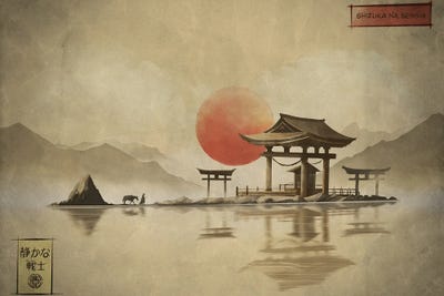 Canvas Print: Japanese Temple Red Sun by Fadil Roze - thumbnail