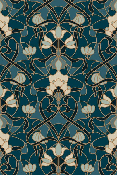 Ornate Teal Floral Pattern