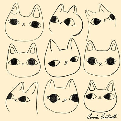 Canvas Print: Kawaii Kitty Sketches by Carrie Cantwell - thumbnail