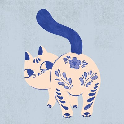 Canvas Print: Purrcelin Cat I by Carrie Cantwell - thumbnail