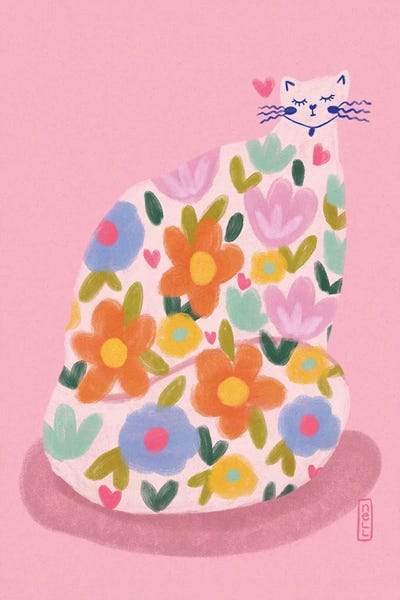 Whimsical Flower Cat