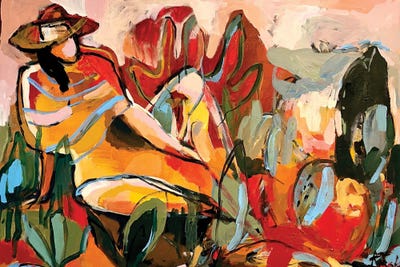 Canvas Print: Woman Hat Garden Retreat by Magdalena Krzak - thumbnail