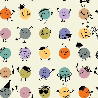 Canvas Print: Happy Dot Characters by Annick - thumbnail