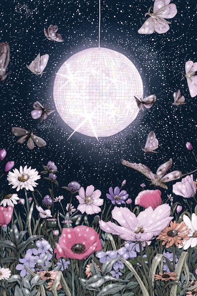 Starry Night With A Glowing Disco Ball