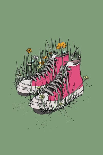 Pink Shoes In Wildflowers