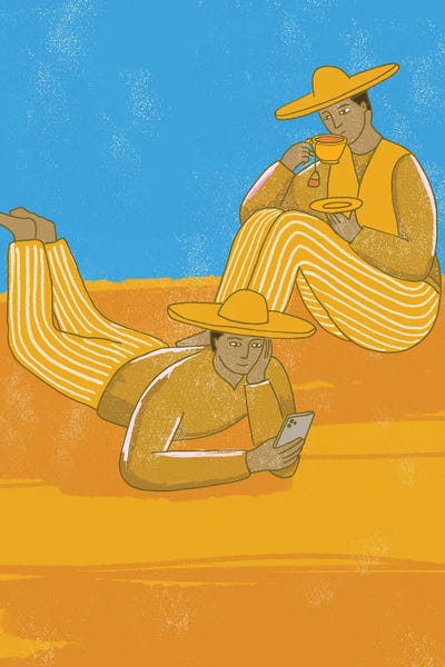 Relaxed Men Warm Day