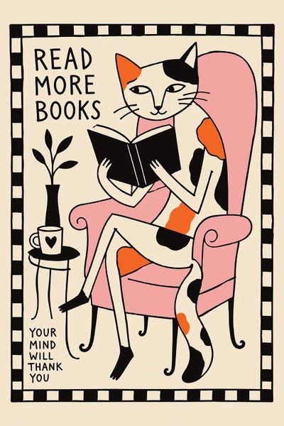 Patryk Krygowski: Reading Cat Armchair Poster by Patryk Krygowski