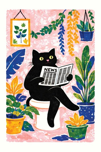 Whimsical Cat Reading News