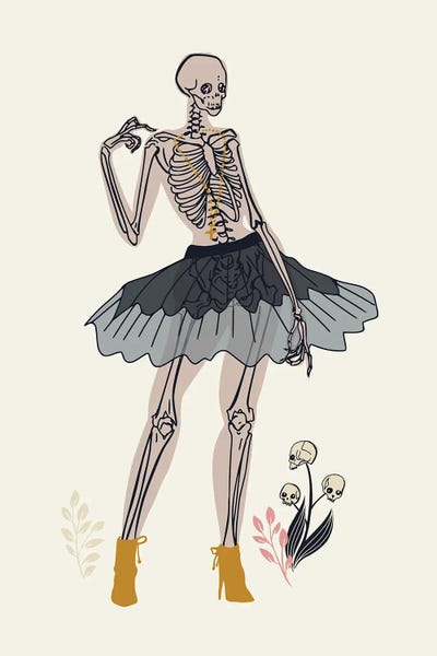 Annick - Canvas Prints: Whimsical Skeleton Dancer by Annick