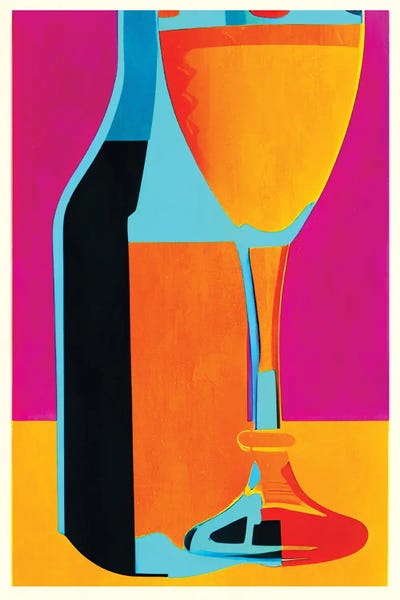Bo Anderson - Multi Panel Prints: Vibrant Wine Glass Bottle by Bo Anderson