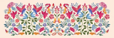 Canvas Print: Vibrant Folk Birds Floral by Cats And Dotz - thumbnail