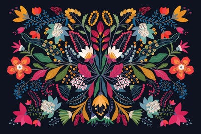 Canvas Print: Vibrant Folk Floral Design by Cats And Dotz - thumbnail