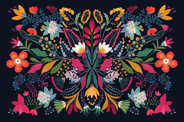 Vibrant Folk Floral Design