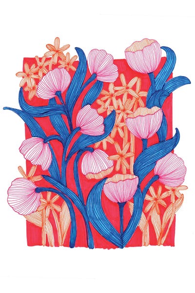 Floral Wall Art: Pretty In Pink by Katie OShea