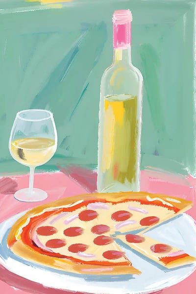 Ohkimiko - Unframed Prints: Pepperoni Pizza Wine by Ohkimiko