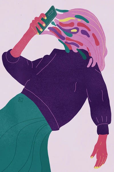 Phone Spills Colorful Hair