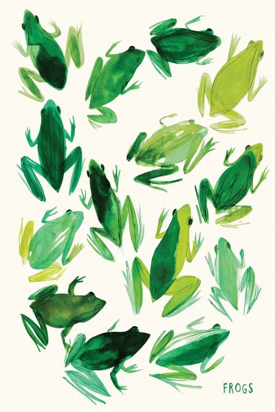 Canvas Print: Watercolor Green Frogs by Treechild - thumbnail