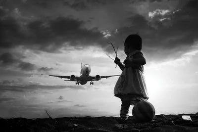 Child Portraits - Steelpix Metal Wall Art: Fly Again by Trijoko Photography