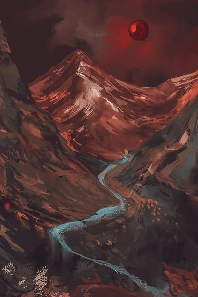 Josie George - Gallery Posters: Red Moon River Valley by Josie George