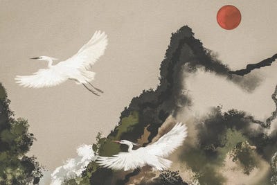 Canvas Print: Red Sun Egret Flight by Josie George - thumbnail