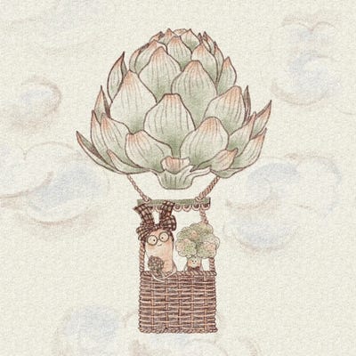 Canvas Print: Artichoke Balloon Adventure by Olena Kovalova - thumbnail