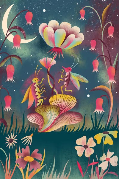 Uta Krogmann - Gallery Posters: Night Garden Bug Party by Uta Krogmann