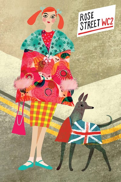 Uta Krogmann: Rose Street Girl And Dog by Uta Krogmann