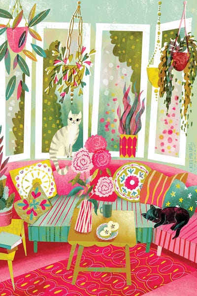 Uta Krogmann - Gallery Posters: Vibrant Cats And Plants by Uta Krogmann