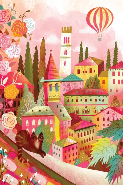 Uta Krogmann - Gallery Posters: Whimsical Italian Village by Uta Krogmann