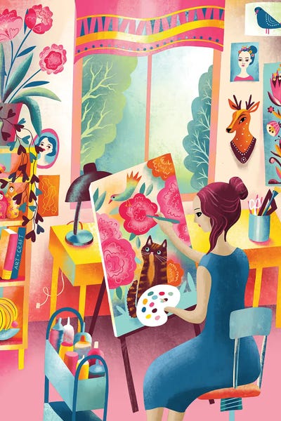 Uta Krogmann: Woman Painting Flowers by Uta Krogmann