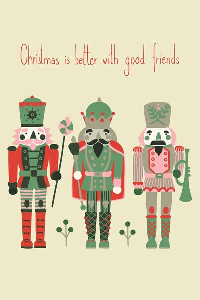 Christmas Art - Canvas Prints: Christmas Nutcracker Friends by Annick