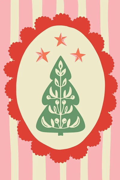 Christmas Art - Canvas Prints: Festive Folk Christmas Tree by Annick