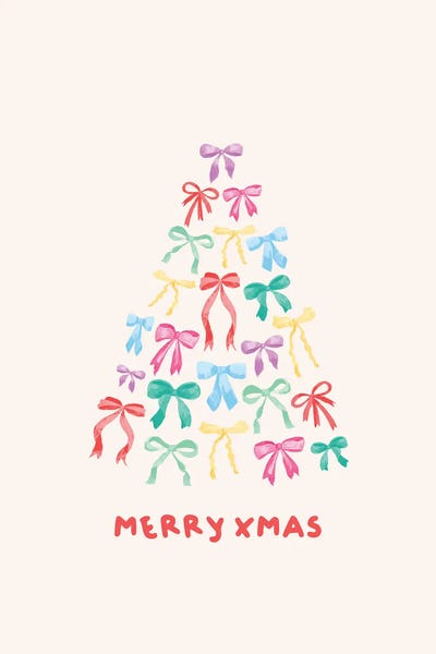 Christmas Art - Canvas Prints: Festive Bows Christmas Tree by Karen Menzenbach
