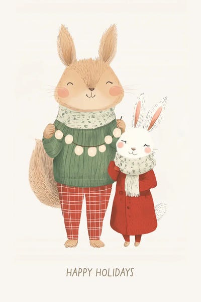 Christmas Art - Canvas Prints: Festive Woodland Friends by Mathieu