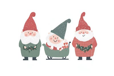 Christmas Art - Canvas Prints: Happy Holiday Gnomes by Mathieu