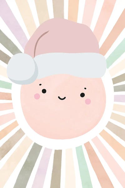 Christmas Art - Canvas Prints: Happy Pastel Santa by Mathieu