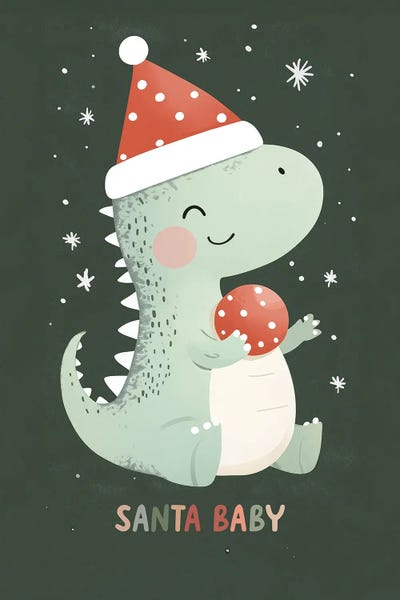 Mathieu - Canvas Prints: Santa Baby Dino by Mathieu