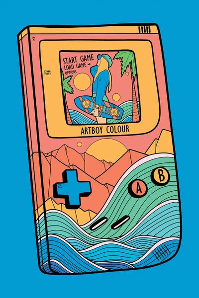 The Nineties - Unframed Prints: Retro Gaming Summer Surf by Stephen Wade