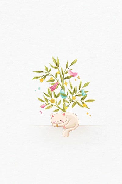 Xuan Thai - Unframed Prints: Dreamy Cat And Bamboo by Xuan Thai