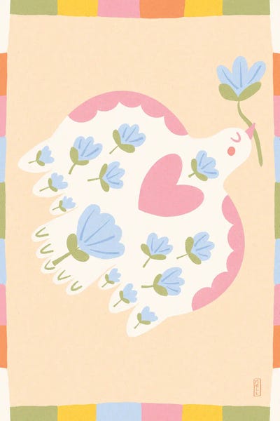 All Greens - Canvas Prints: Flowering Peace Dove by Dirkie Nell