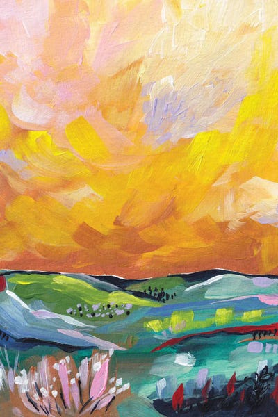 All Greens - Canvas Prints: Vibrant Sunset Landscape by Dirkie Nell