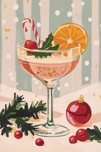 All Greens - Canvas Prints: Jolly Christmas Cocktail by Melloi Art Prints