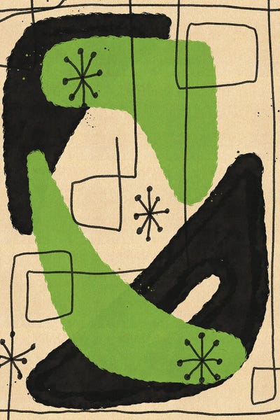 All Greens - Canvas Prints: Atomic Green Black Abstract by Nicholas