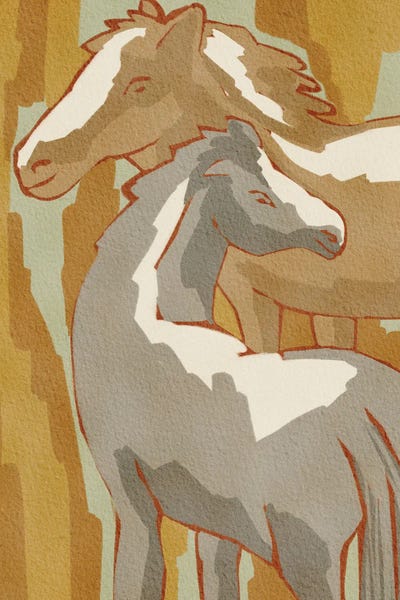 All Greens - Canvas Prints: Calm Horse Family by Nikita Jariwala