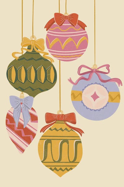 All Greens - Canvas Prints: Colorful Holiday Ornaments by Nikita Jariwala