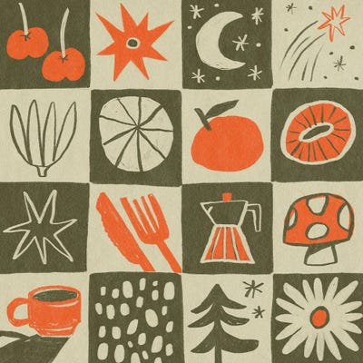 All Greens - Canvas Prints: Retro Kitchen Nature by Sophia Holgate