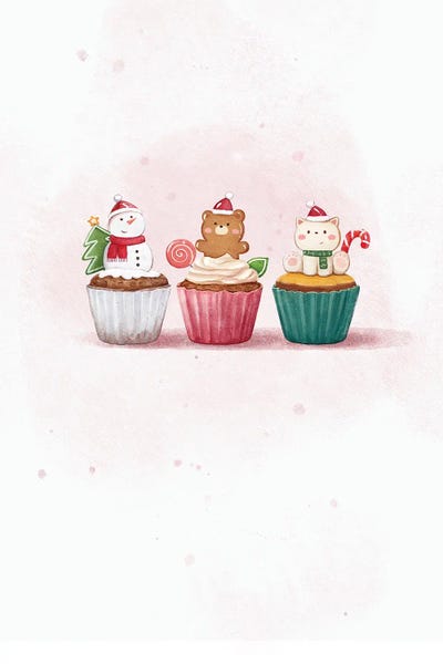 All Greens - Canvas Prints: Festive Holiday Cupcakes by Xuan Thai