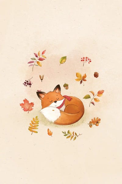 All Greens - Canvas Prints: Sleeping Autumn Fox by Xuan Thai