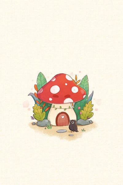 All Greens - Canvas Prints: Whimsical Mushroom Home by Xuan Thai