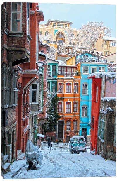 Balat Snow  I Canvas Art Print - Istanbul Art